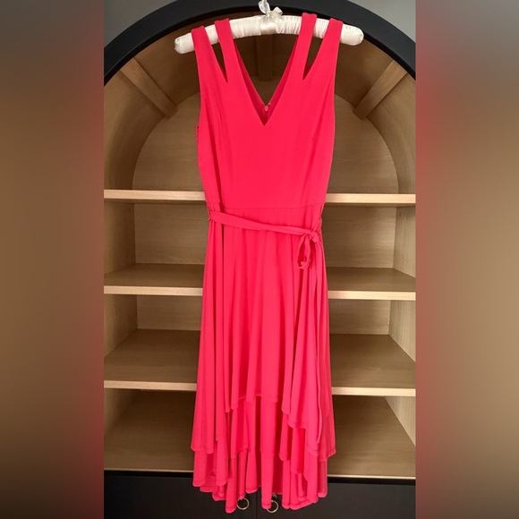 Vince Camuto• | Layered High-Low Dress| Med Pink | Size 6 - Picture 3 of 13
